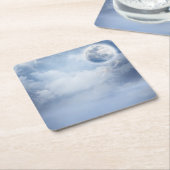 Mooie blauwe hemel met vliegende zwanen kartonnen onderzetters (Schuin)