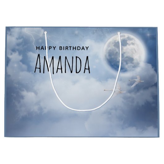 Mooie blauwe hemel met vliegende zwanen op zaterda groot cadeauzakje (Voorkant)