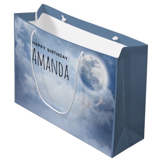 Mooie blauwe hemel met vliegende zwanen op zaterda groot cadeauzakje (Voorkant Gekanteld)