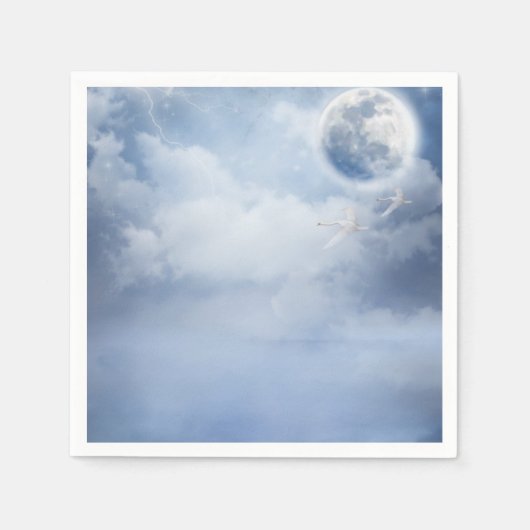 Mooie blauwe hemel met vliegende zwanen servet (Voorkant)