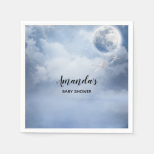 Mooie blauwe hemel met vliegende zwanen servet