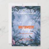 Mooie Blauwe Hemel Roze Bloemen Halloween Party Kaart (Voorkant)