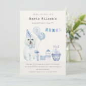 Mooie blauwe hond Verjaardagsfoto uitnodiging voor (Staand voorkant)