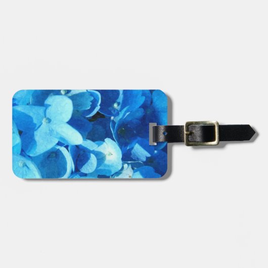 mooie blauwe hortensia bloemen geschenken artikele bagagelabel (Voorkant horizontaal)