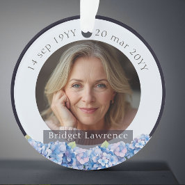 Mooie Blauwe Hortensia Bloemen Herinnering Gedenkt Ornament