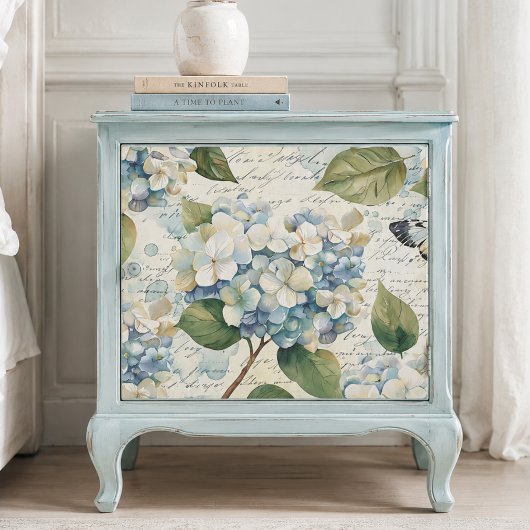 Mooie Blauwe Hortensia Ephémère Script Decoupage Tissuepapier