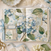 Mooie Blauwe Hortensia Ephémère Script Decoupage Tissuepapier