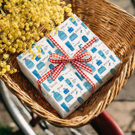 Mooie blauwe huidverzorging cosmetisch patroon cadeaupapier