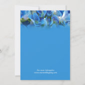 Mooie blauwe hydrangea bloemen bruiloft kaart (Achterkant)