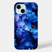 Mooie Blauwe Hydrangea Bloemen in Nacht Case-Mate iPhone Case (Achterkant)
