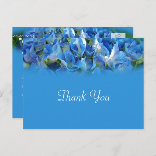 Mooie blauwe hydrangebloemen dank u briefkaart (Voorkant / Achterkant)