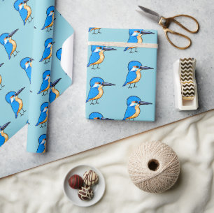 Mooie Blauwe IJsvogel Vogel Kunst Cadeaupapier