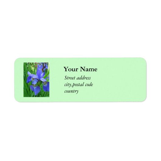 mooie blauwe irisbloemen etiket (Voorkant)