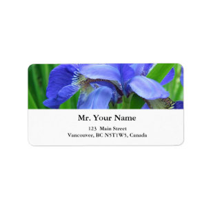 mooie blauwe irisbloemen etiket