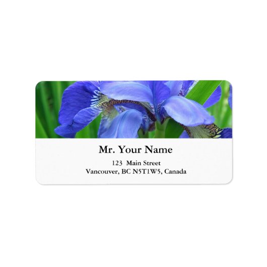 mooie blauwe irisbloemen etiket (Voorkant)
