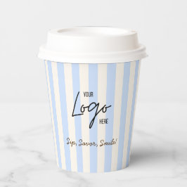 Mooie Blauwe & Ivoren Strepen Bakkerij Café Logo Papieren Bekers