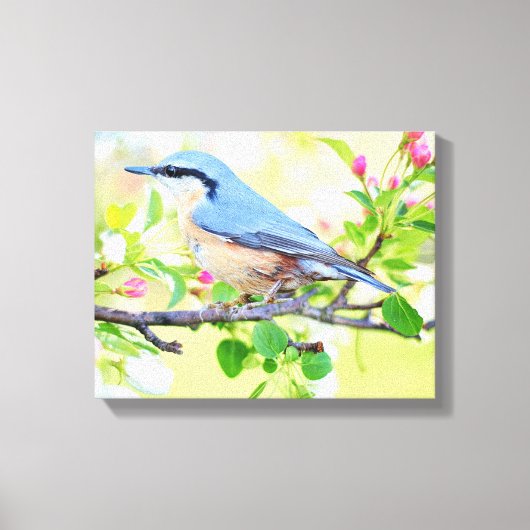 Mooie Blauwe Jay op een Branch of Berries Canvas Afdruk (Voorkant)