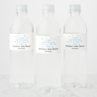 Mooie blauwe jongens baby shower waterfles sticker