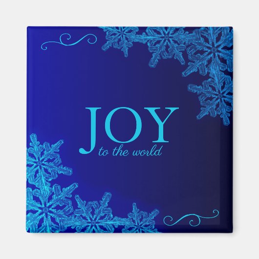 Mooie Blauwe Joy aan de Wereld Snowflake Magnet (Voorkant)