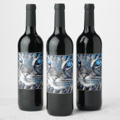 Mooie blauwe kat wijn etiket (Flessen)
