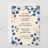 Mooie blauwe kersenbloesem bruiloft uitnodiging (Voorkant)