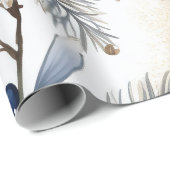 Mooie blauwe kerst, bessen, bloemig cadeaupapier (Rol Hoek)