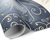 Mooie Blauwe Kerst Bloemen Baubles Cadeaupapier (Rol Hoek)