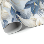 Mooie blauwe kerstballen Xmas Bloemen Cadeaupapier (Rol Hoek)