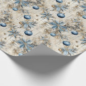 Mooie blauwe kerstballen Xmas Bloemen Cadeaupapier (Hoek)