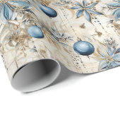 Mooie blauwe kerstballen Xmas Bloemen Cadeaupapier (Rol Hoek)