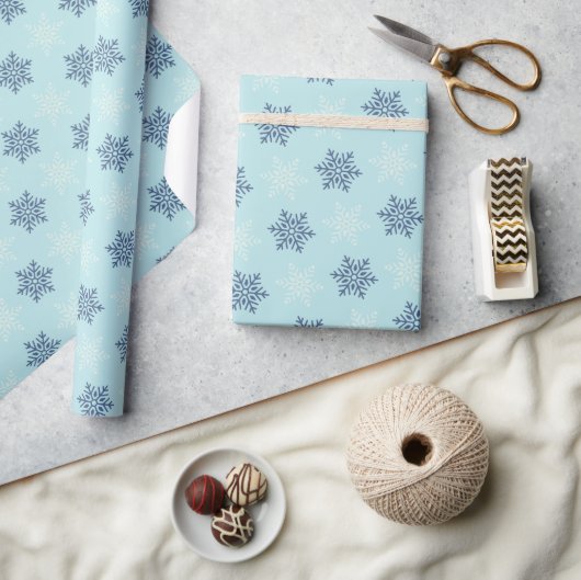 Mooie blauwe kerstfeest verpakkings papier (Crafts)
