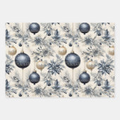 Mooie Blauwe Kerstmis Bauble Mix Inpakpapier Vel (Voorkant 3)