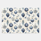 Mooie Blauwe Kerstmis Bauble Mix Inpakpapier Vel (Voorkant)