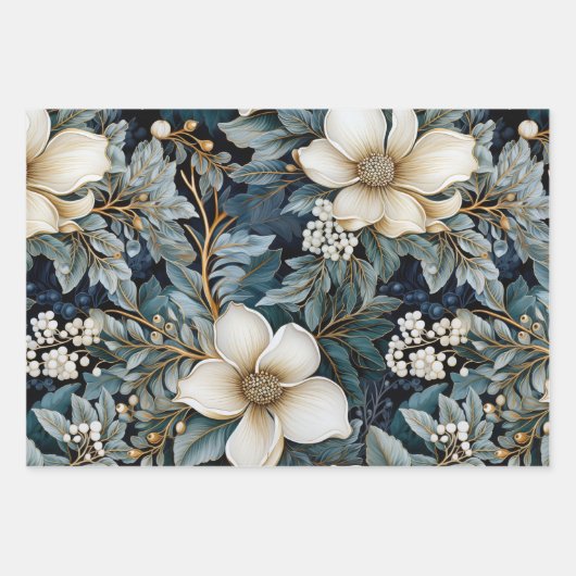 Mooie blauwe kerstmix inpakpapier vel (Voorkant 3)