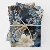 Mooie blauwe kerstmix inpakpapier vel (In situ)