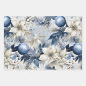 Mooie blauwe kerstmix inpakpapier vel (Voorkant)