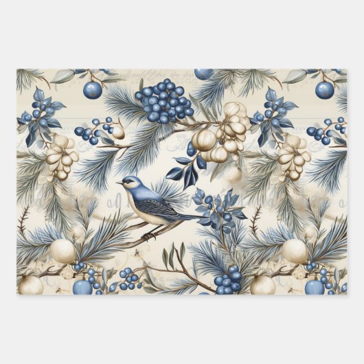 Mooie blauwe kerstmix inpakpapier vel (Voorkant 3)