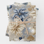 Mooie blauwe kerstmix inpakpapier vel (In situ)