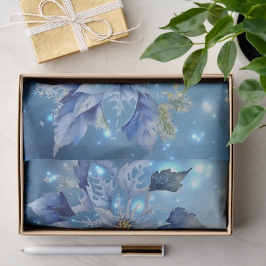 Mooie blauwe kerstpunsettias decoupage tissuepapier (Geschenk)
