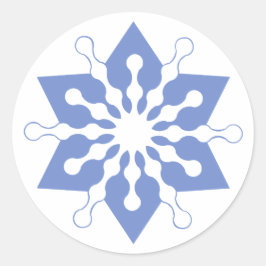 Mooie Blauwe Kerstster Sneeuwvlok Ronde Sticker