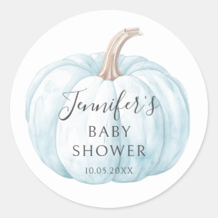 Mooie Blauwe Kleine Pompoen Baby Jongen Shower Sti Ronde Sticker