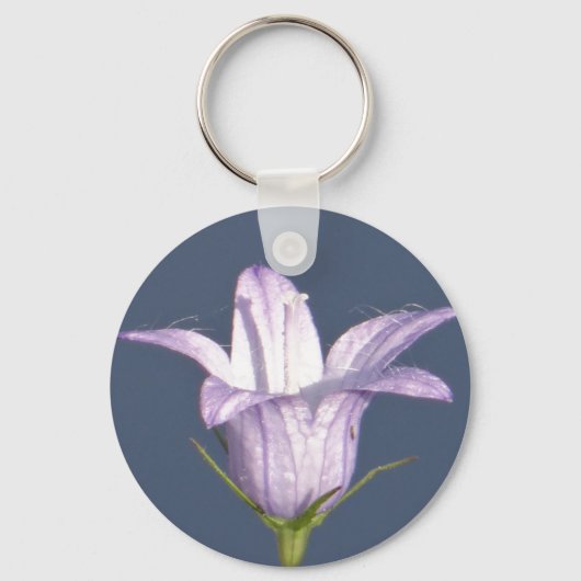 Mooie blauwe klokbloem sleutelhanger (Voorkant)
