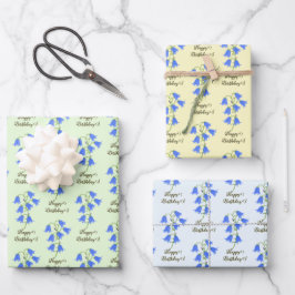 Mooie blauwe klokjes inpakpapier vel