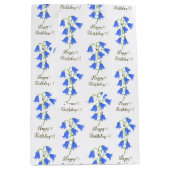 Mooie Blauwe Klokjes Wit Medium Cadeauzakje (Voorkant)