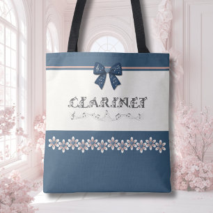 Mooie blauwe kokette strik klarinet band tas