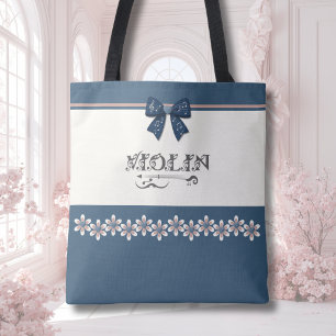 Mooie Blauwe Kokette Strik Viool Orkest Boodschapp Tote Bag