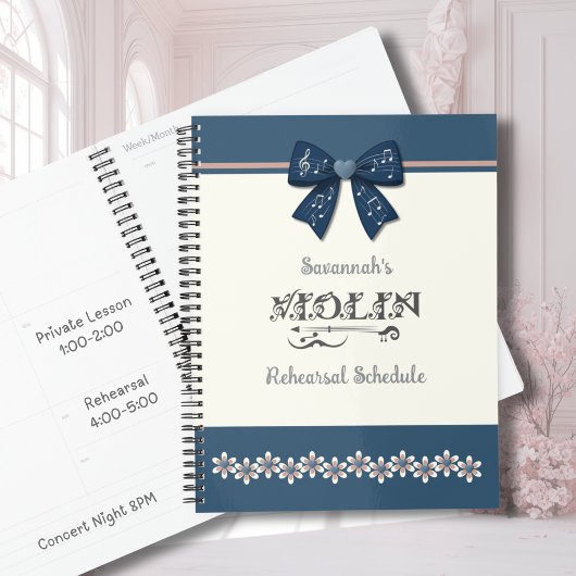 Mooie Blauwe Kokette Strik Viool Orkest Planner