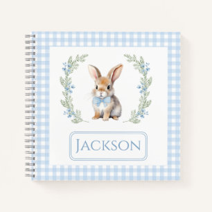 Mooie blauwe konijn verjaardag baby jongen cadeau notitieboek