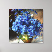 Mooie blauwe korenbloemen schilderij, canvas afdruk (Voorkant)