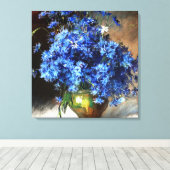 Mooie blauwe korenbloemen schilderij, canvas afdruk (Insitu (Houten vloer))